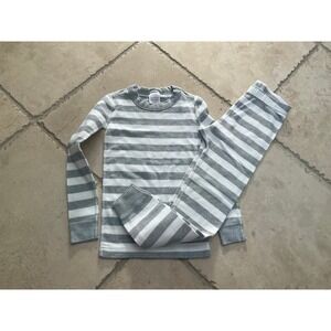 Hanna Andersson Gray Striped Long John Pajama Set - size 110/120 (5-6-7)